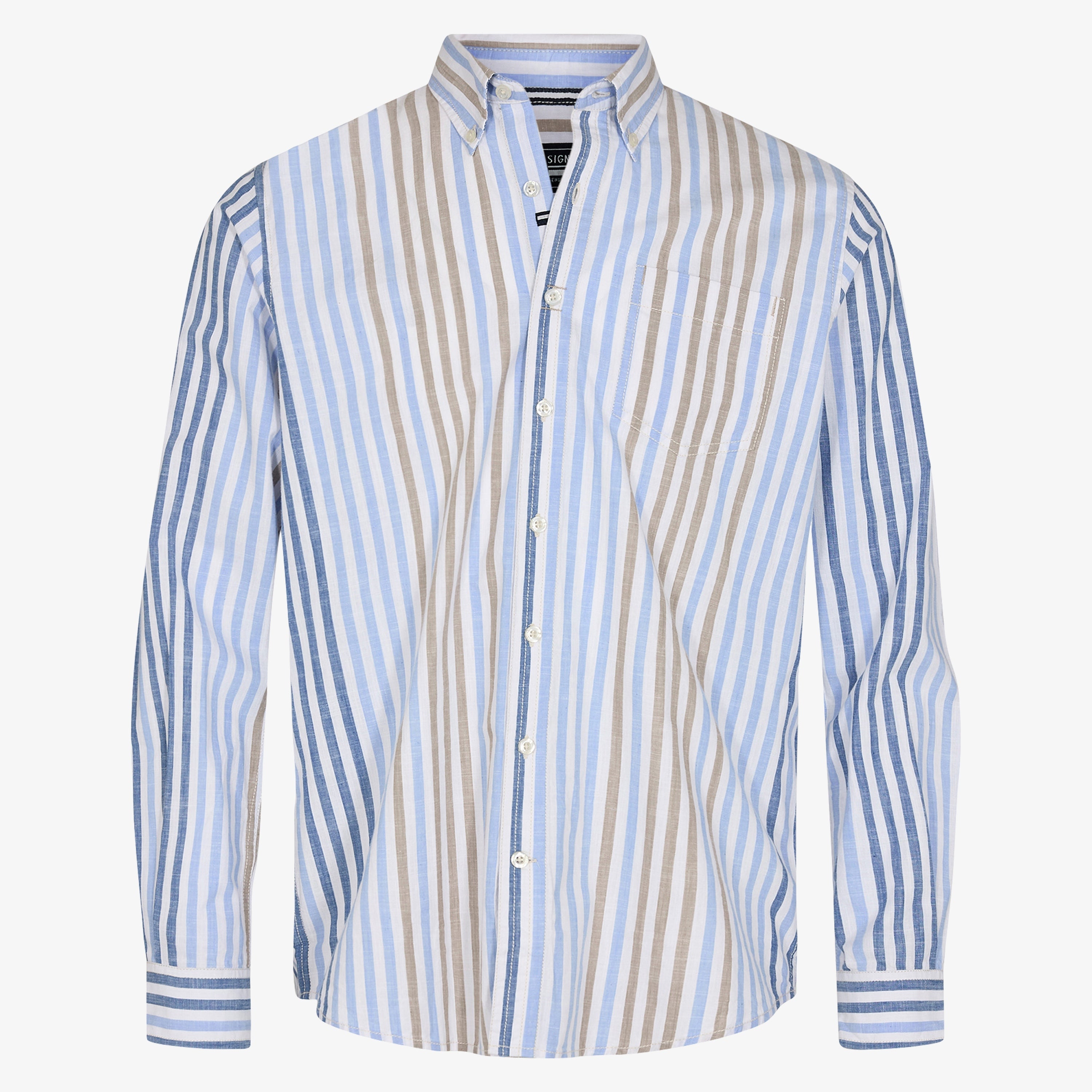 SKJORTE LANGEÆRMER MED STRIB