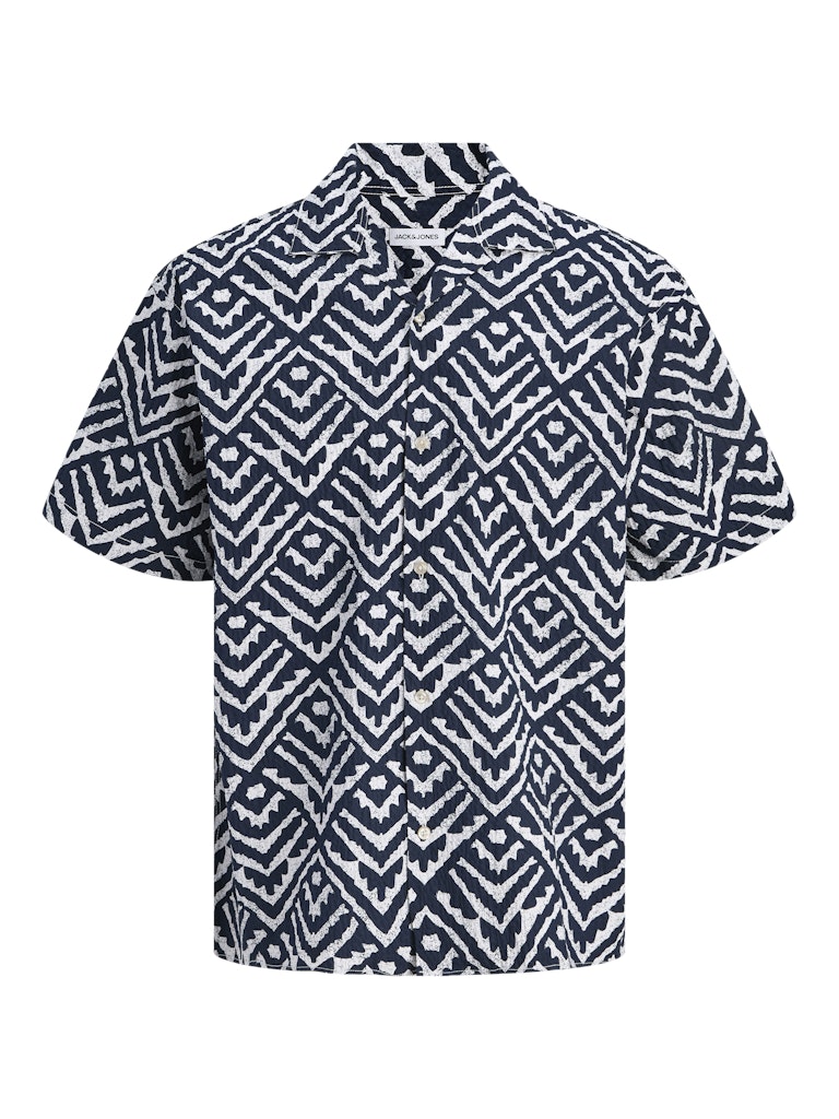 JACK&JONES SKJORTE - MILO - BLÅ/BEIGE