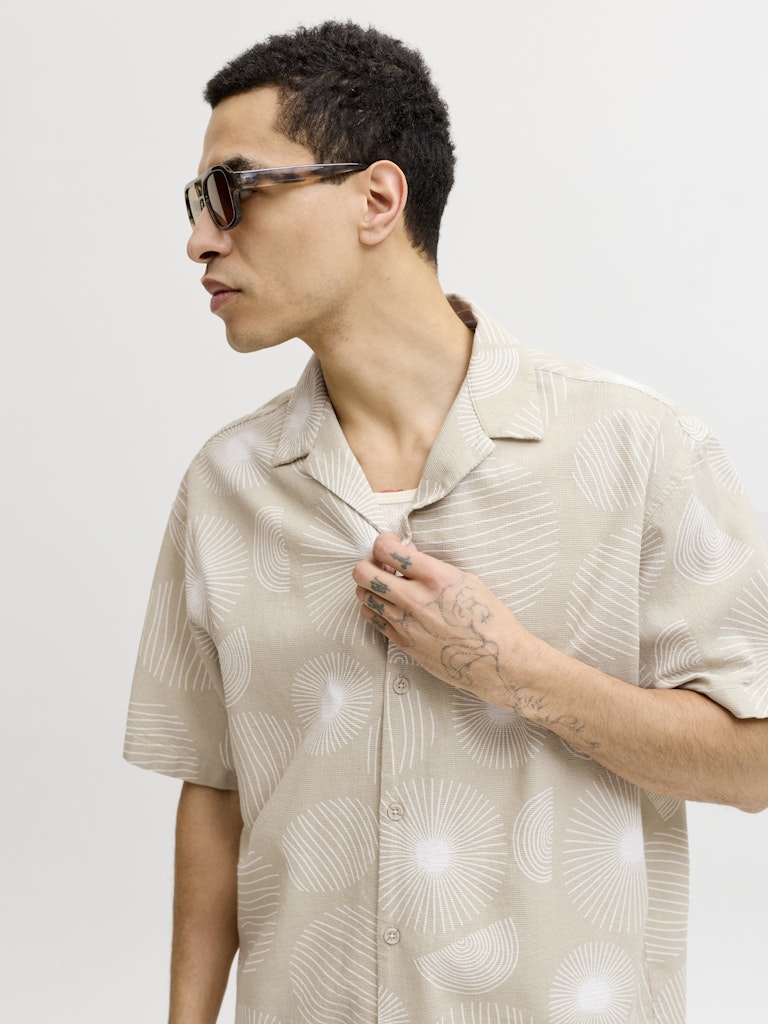 JACK&JONES SKJORTE - BLÅ/BEIGE