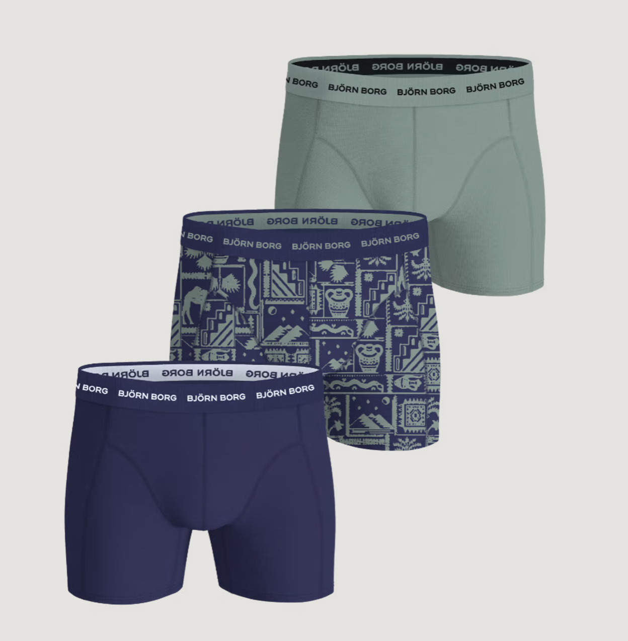 BJØRN BORG TIGHTS - BLÅ/MØNSTER - 3PACK