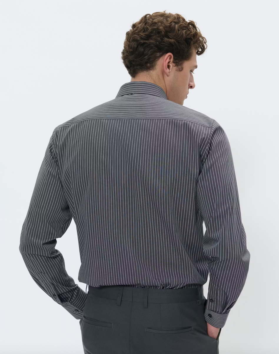 MATINIQUE SKJORTE - MARC - GRÅ STRIB