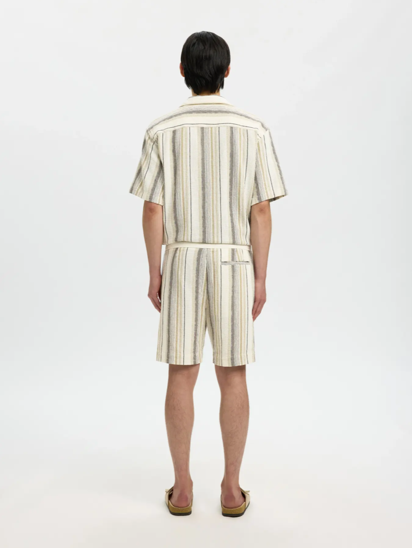 SELECTED SHORTS - BEIGE STRIB