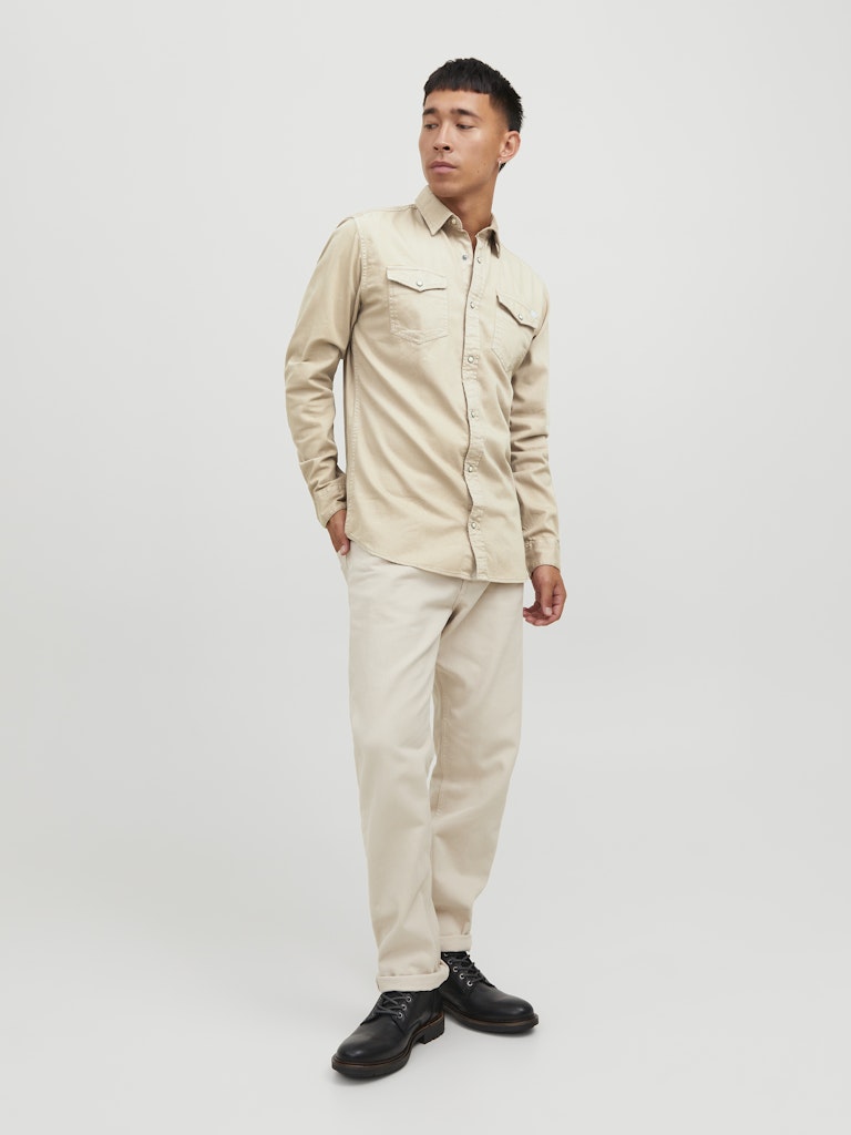 JACK&JONES SKJORTE - BEIGE