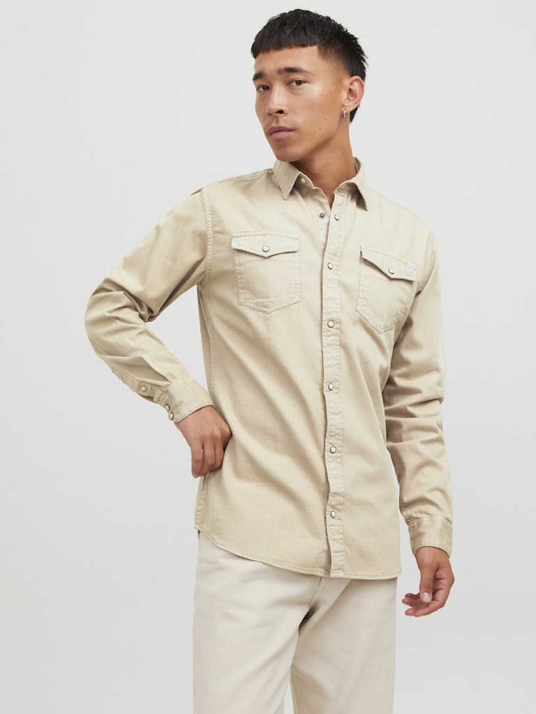 JACK&JONES SKJORTE - BEIGE