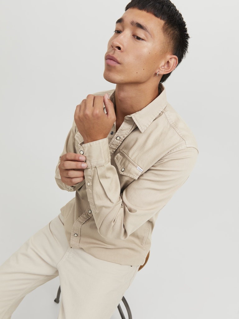 JACK&JONES SKJORTE - BEIGE