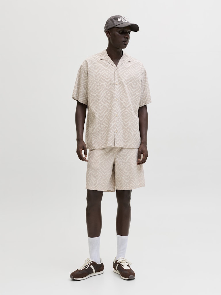JACK&JONES SKJORTE - MILO - BLÅ/BEIGE