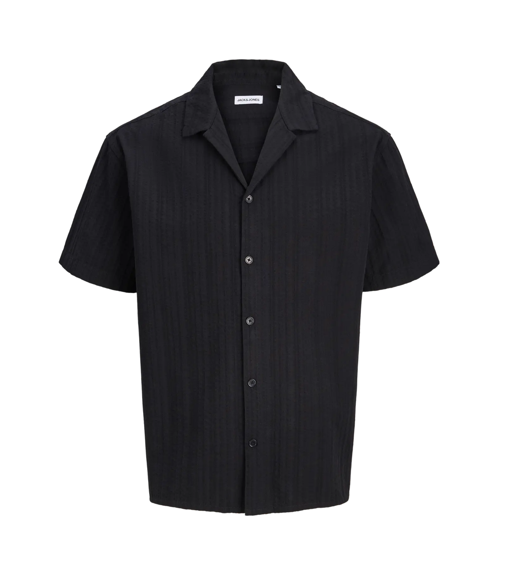 JACK&JONES SKJORTE - SORT/BEIGE